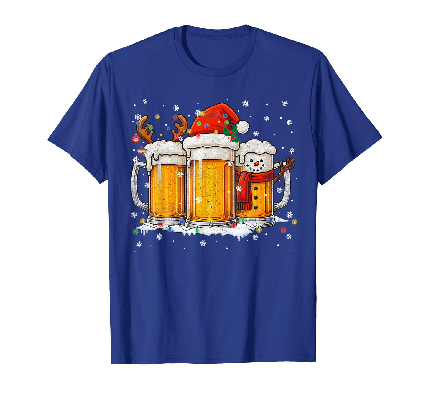 Funny Snowman Santa Hat Drink Christmas Xmas Men T-Shirt