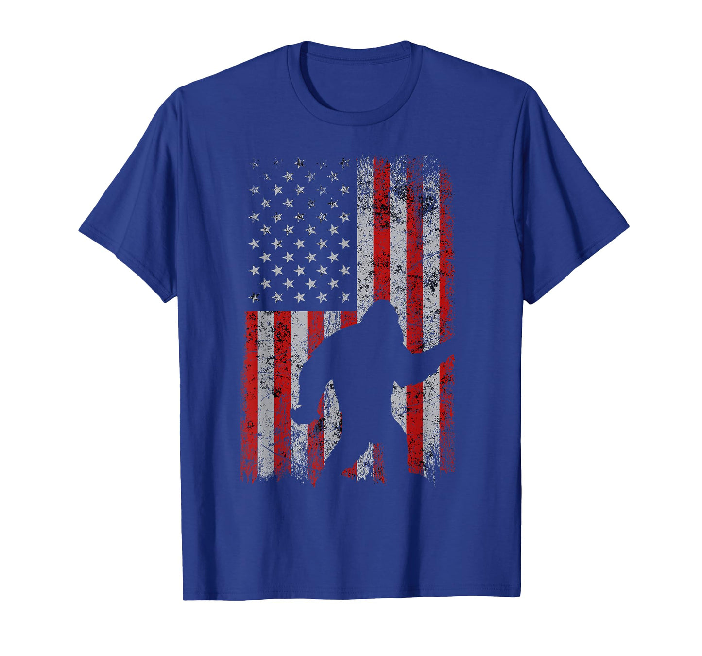 Patriotic AMERICAN FLAG Sasquatch Lover Gift Bigfoot Vintage Women Kids Men T-Shirt