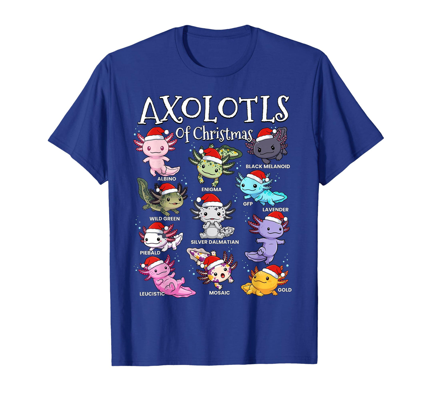 Axolotls of Christmas Kawaii Cool Graphic for Boys Girls T-Shirt