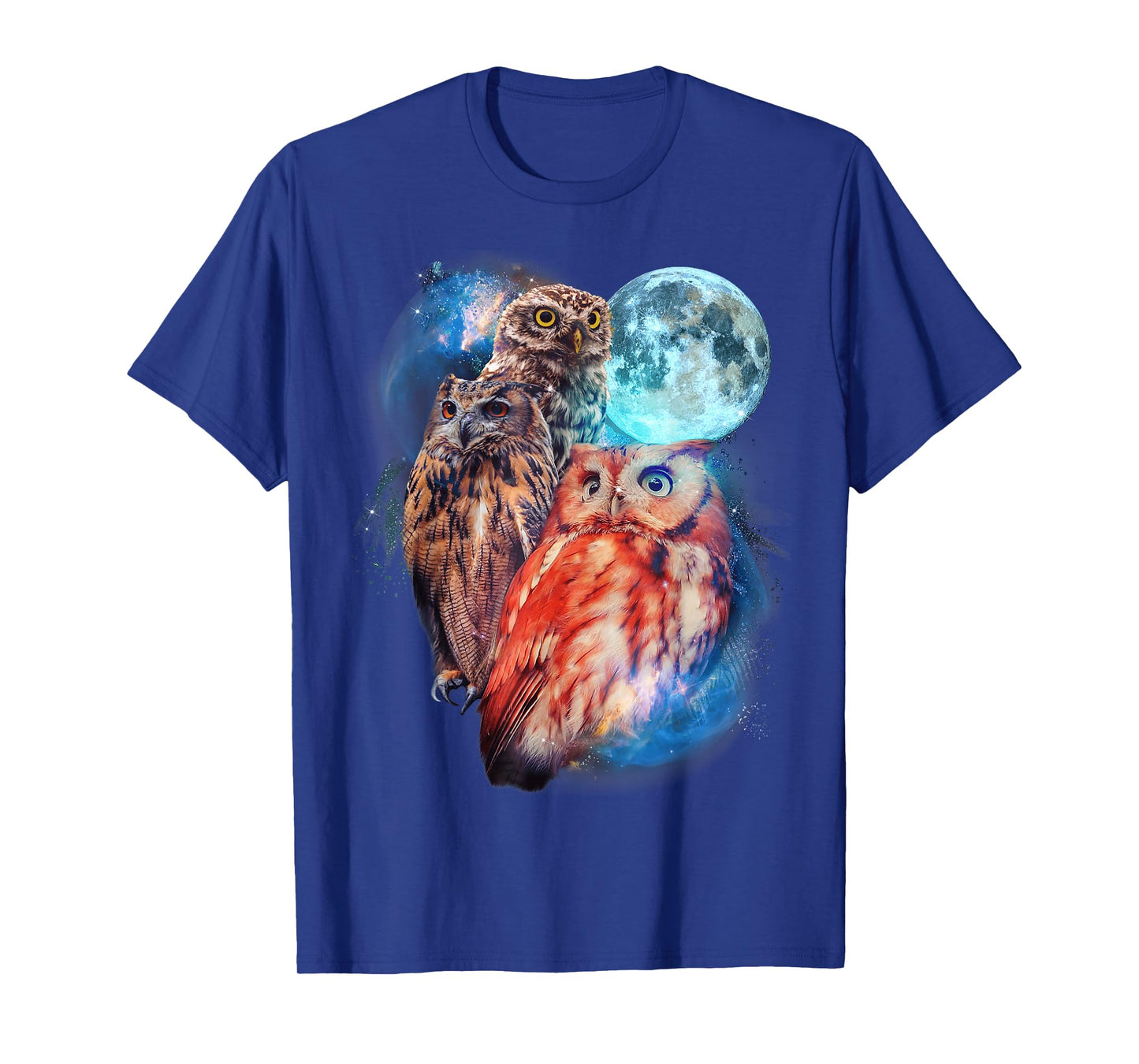 3 Moon Owl Funny Nocturnal Birds Of Prey Graphic Art Humor T-Shirt