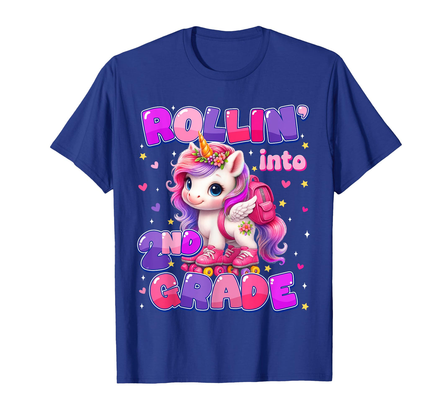 Rolling Into 2nd Grade Unicorn First Day Of School Girls T-Shirt