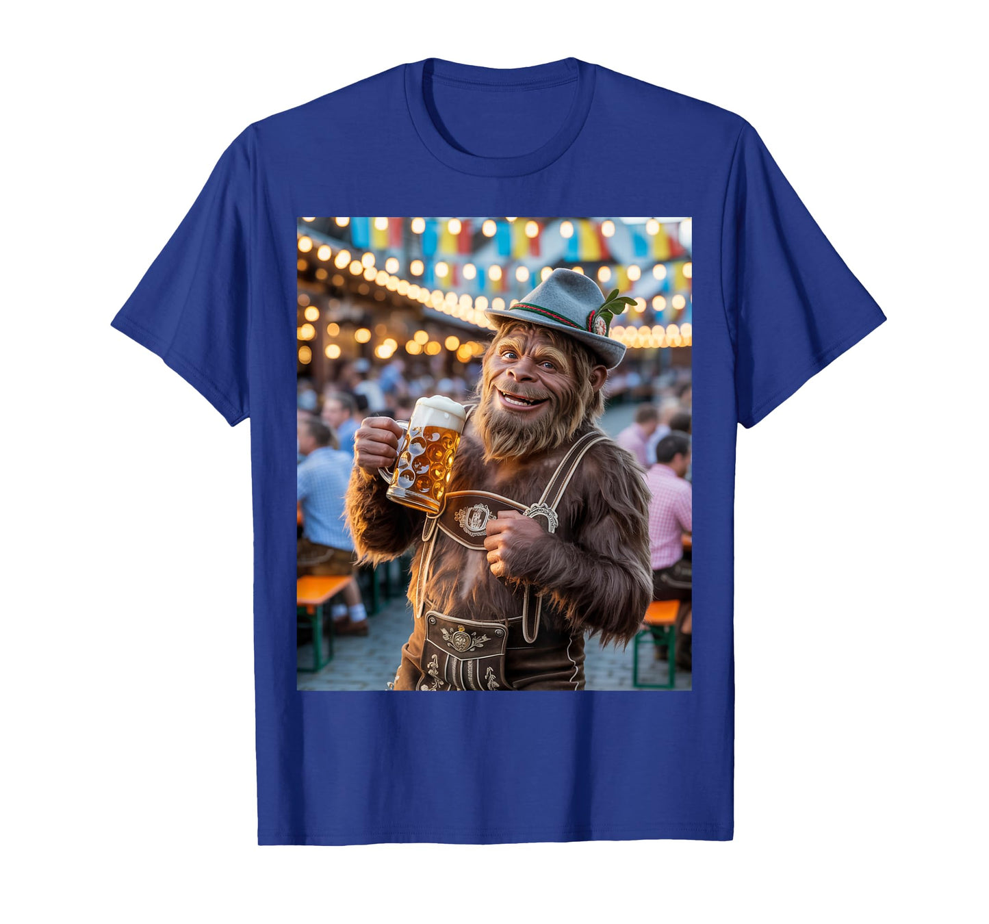 German Bigfoot Sasquatch Lederhosen Funny Oktoberfest 2025 T-Shirt