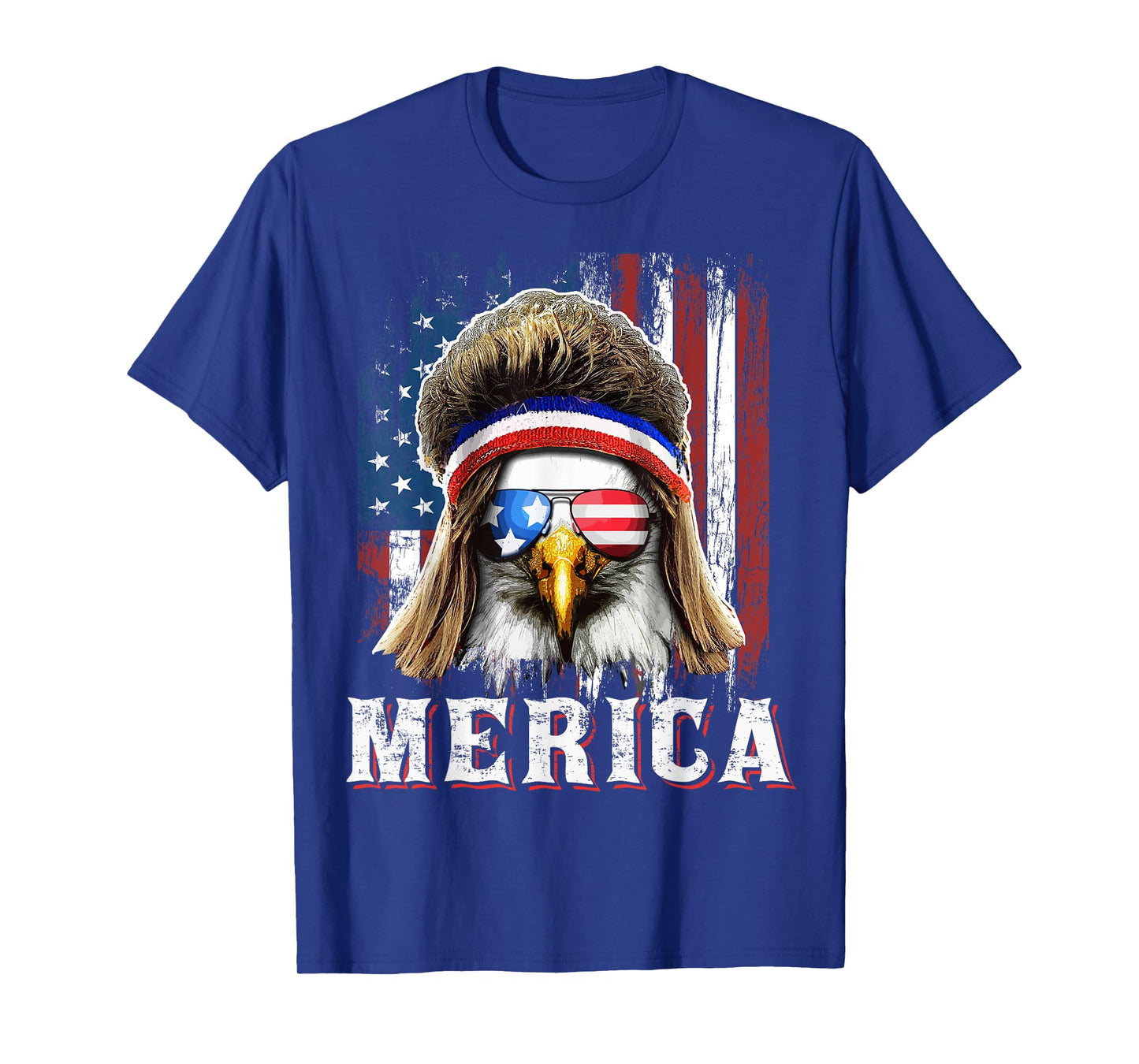 Merica Eagle Mullet 4th of July American Flag Stars Stripes T-Shirt