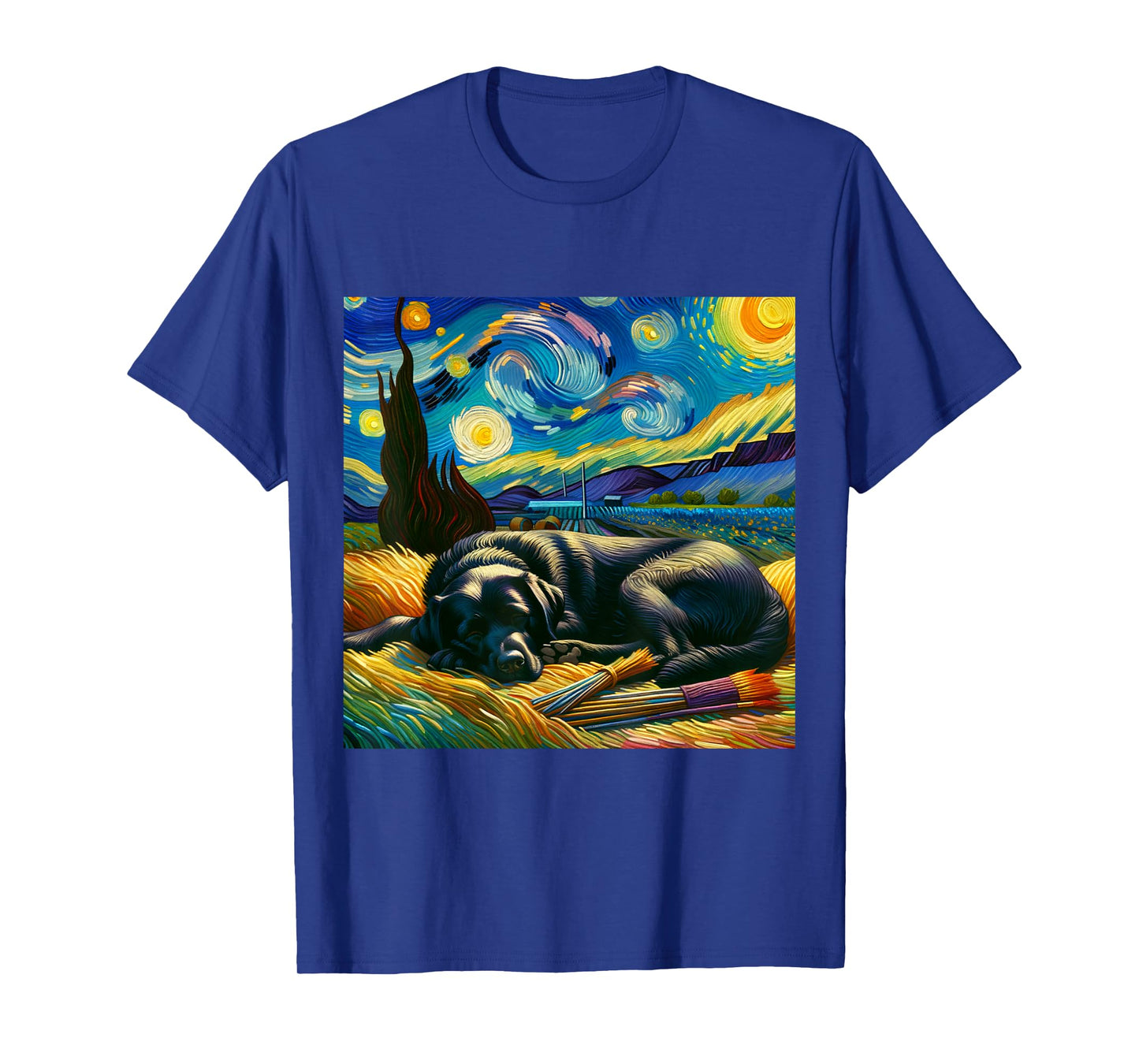 Black Labrador Starry Night Shirt Vincent Van Gogh Lab Mom T-Shirt