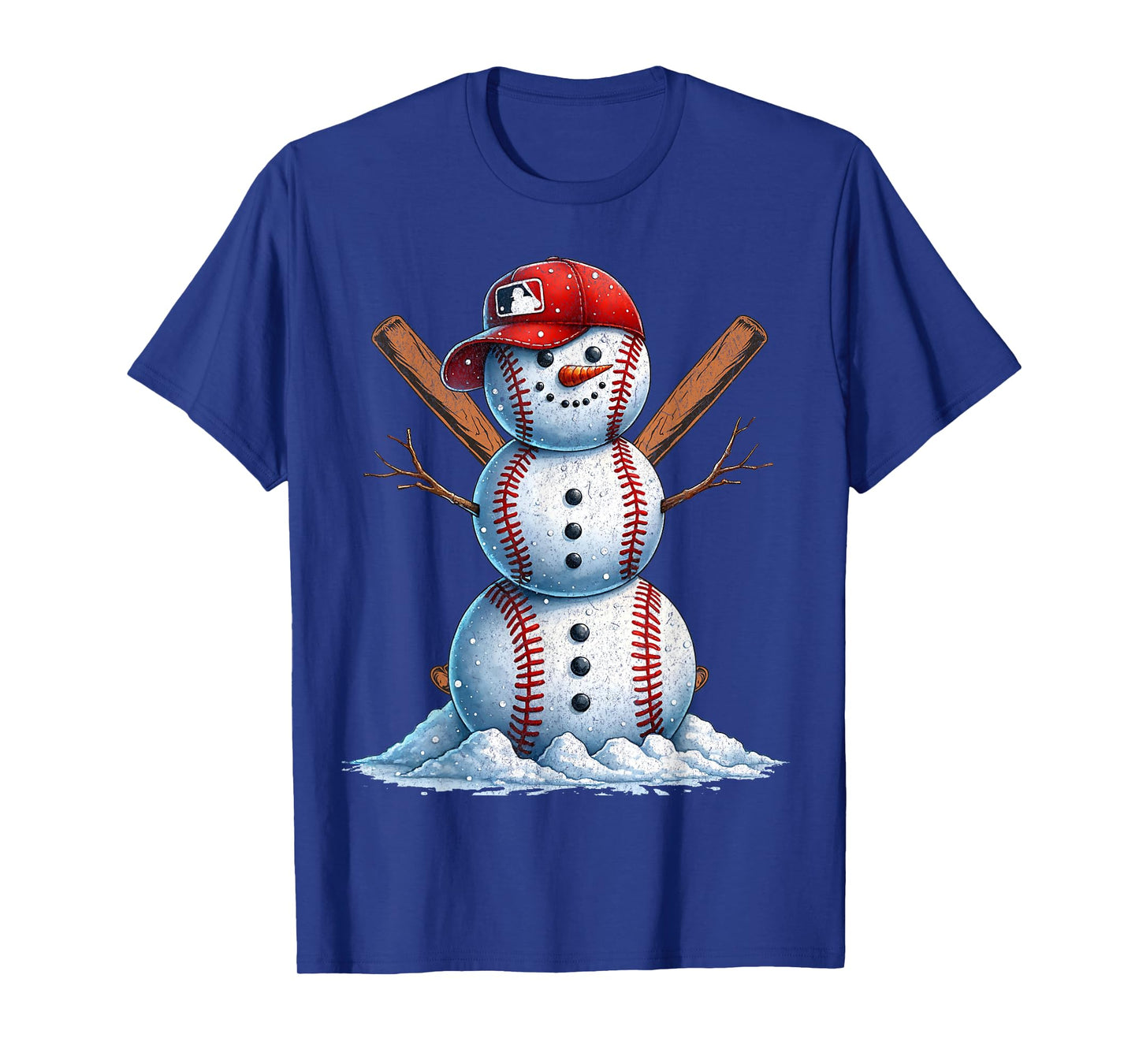 Baseball Snowman Balls Snow Christmas Xmas Men Women Player T-Shirt