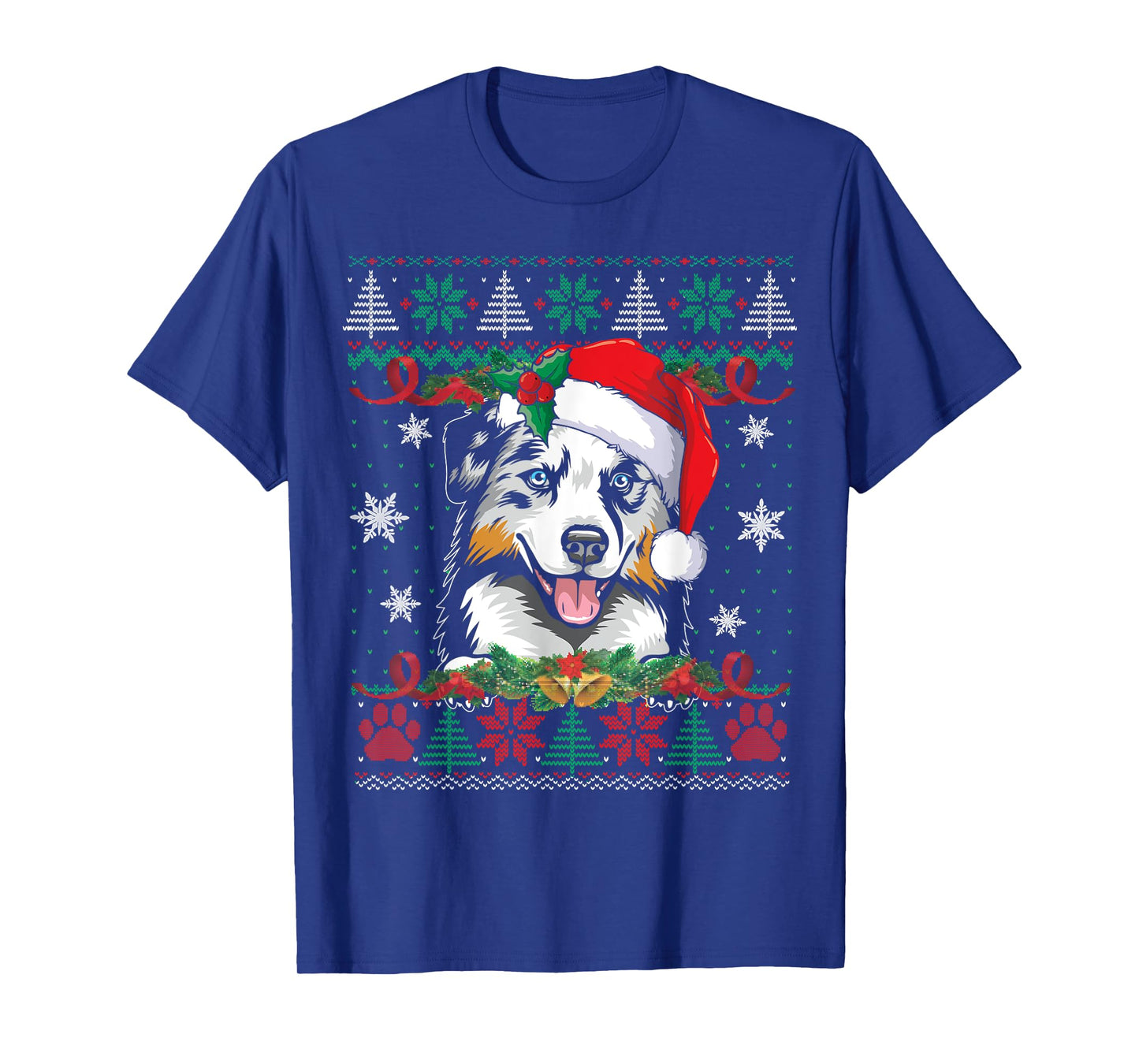Australian Shepherd Christmas Ugly Sweater Funny Dog Lover T-Shirt