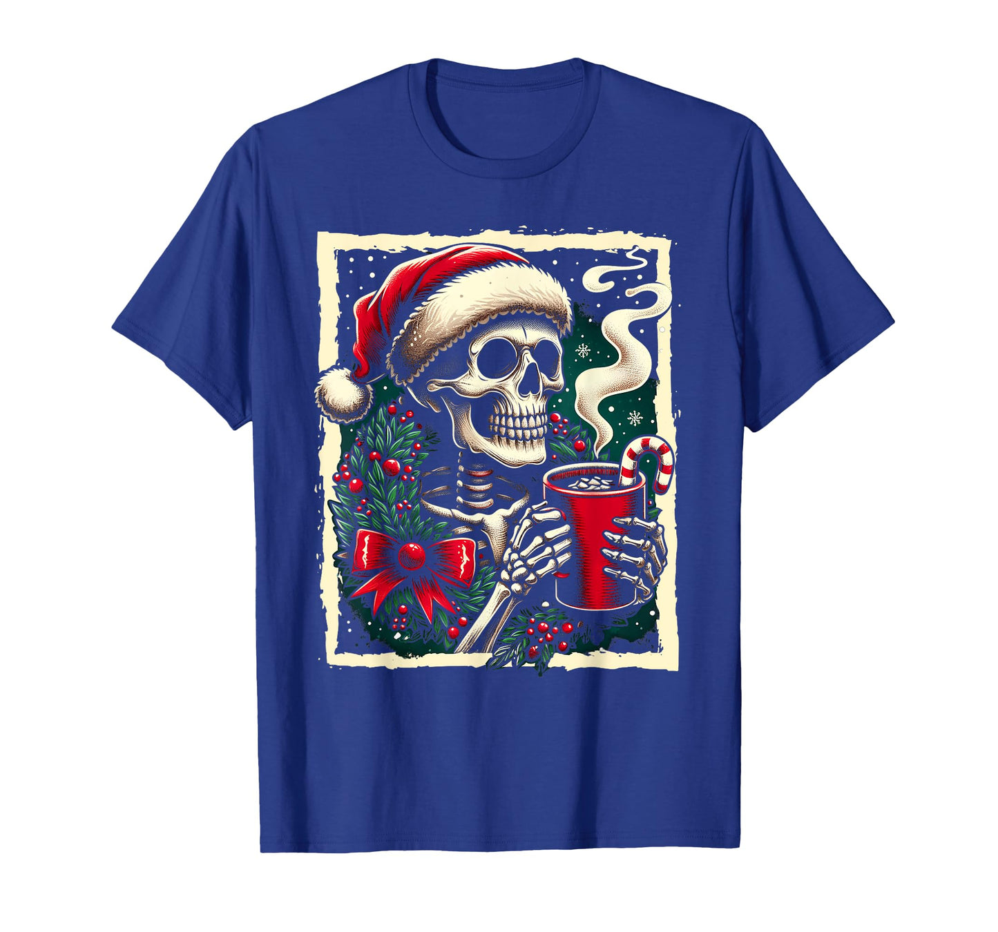 Christmas Skeleton Hot Cocoa Dead Inside Spooky Xmas Holiday T-Shirt