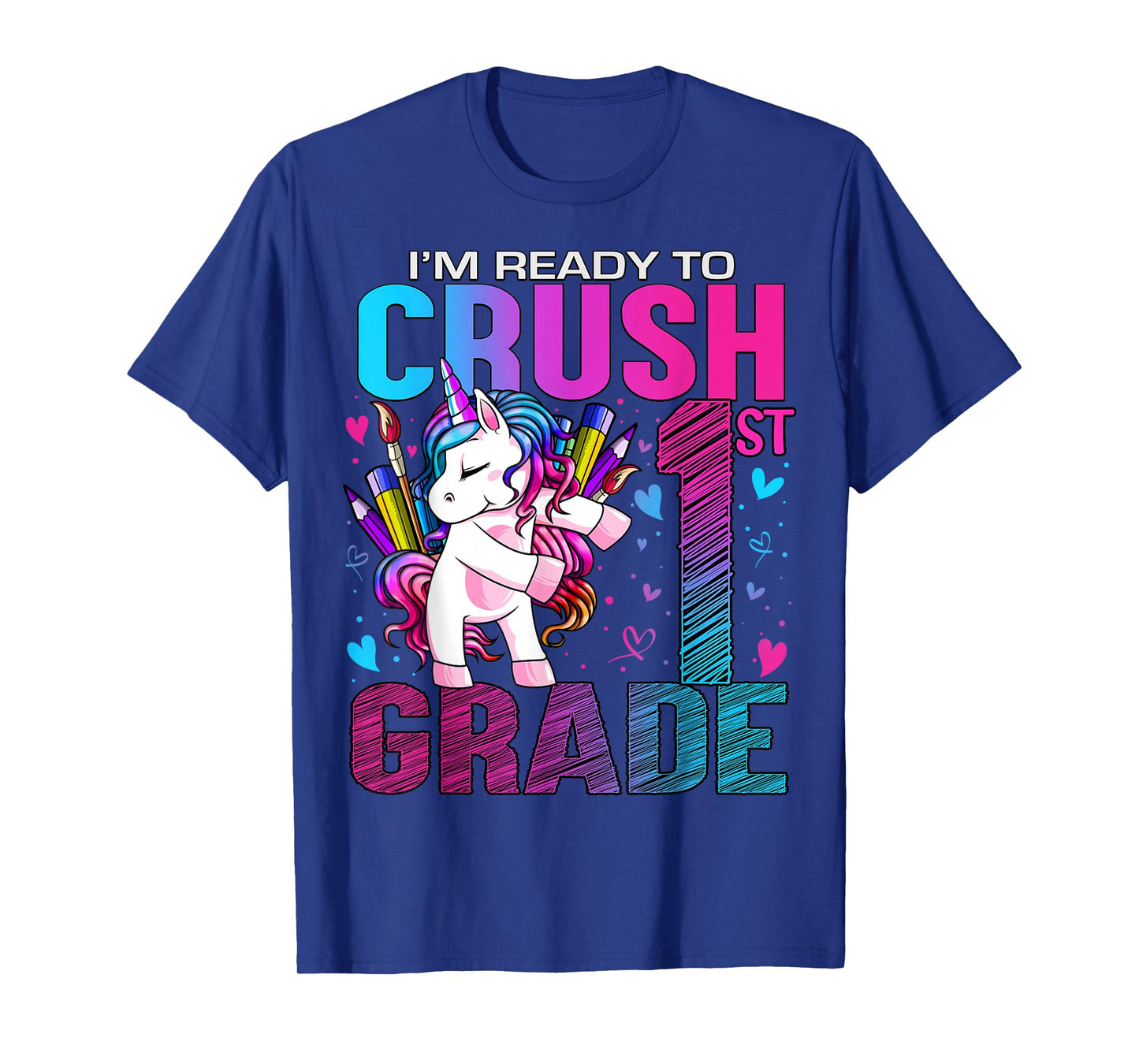 Ready to Crush First 1st Grade Back To School Unicorn Kids T-Shirt