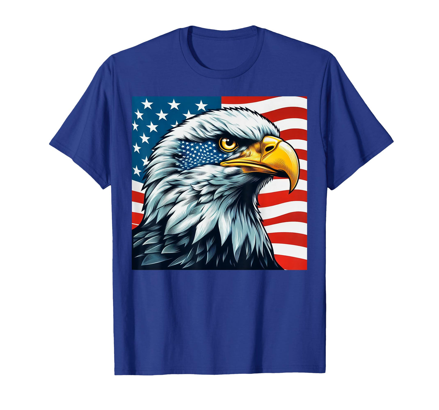 Freedom's Wings: Majestic Bald Eagle & American Flag Emblem T-Shirt