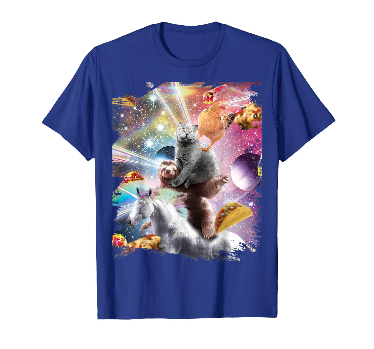 Laser Eyes Space Chicken Cat Sloth Unicorn T-Shirt