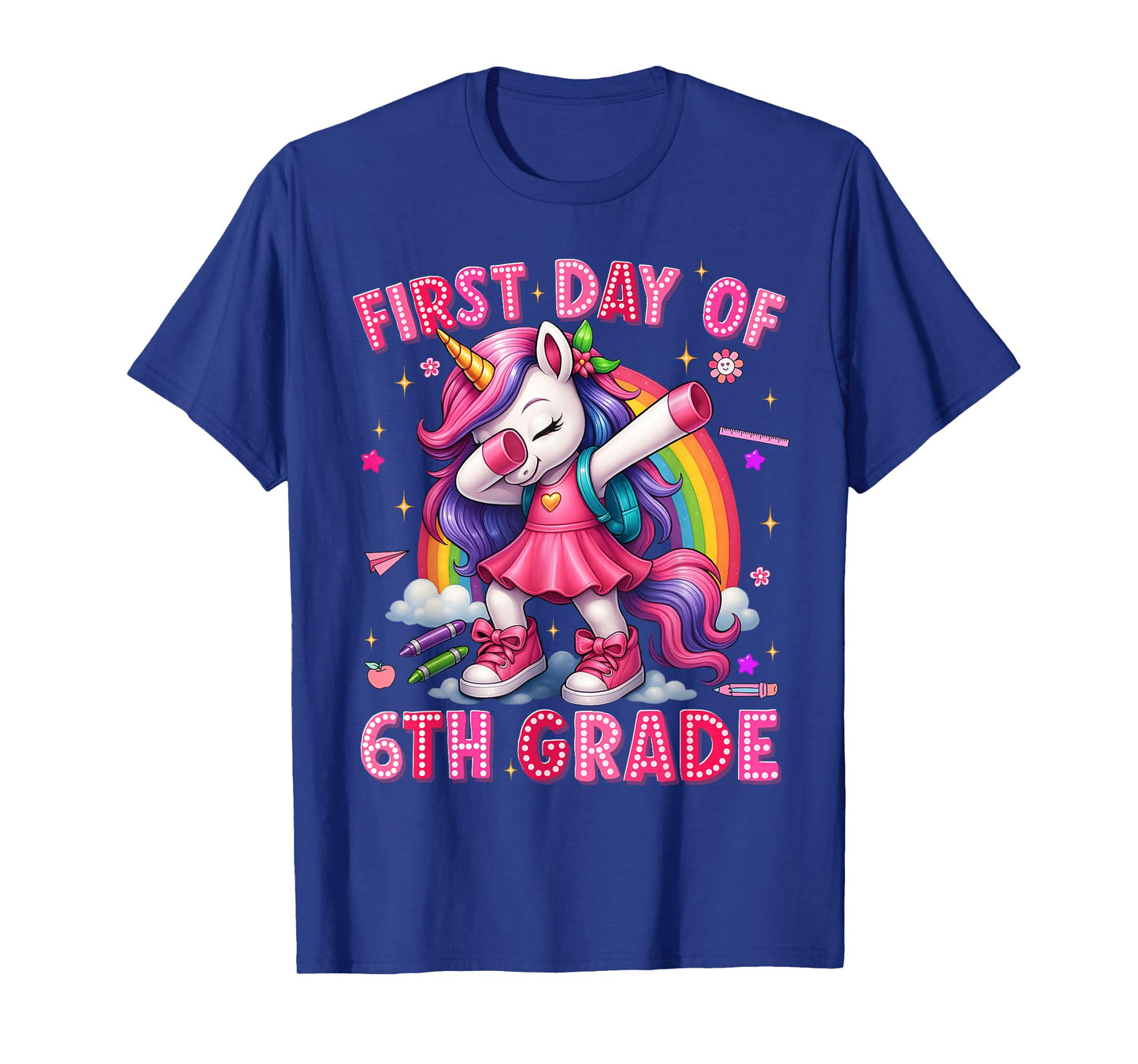 First Day Of 6th Grade Unicorn Back To School Girls Outfits T-Shirt