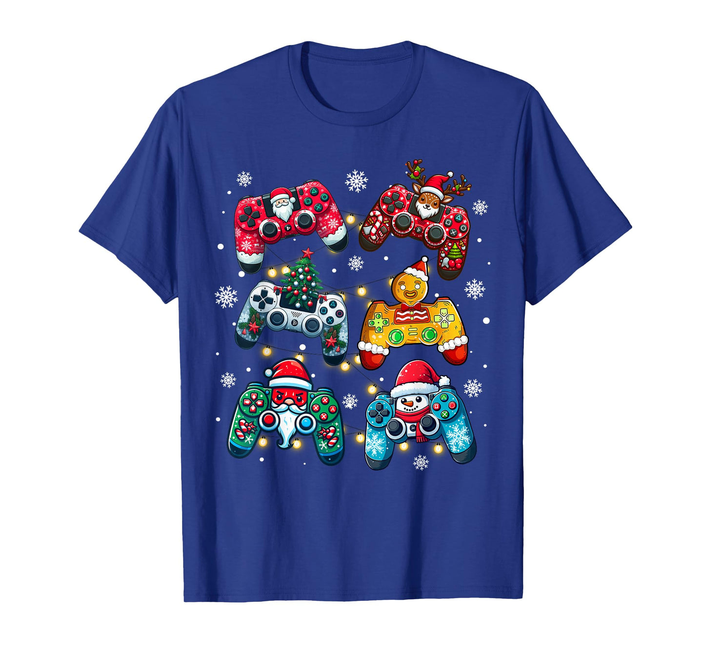 Boys Christmas Shirt Santa Elf Gaming Controllers Gamer Xmas T-Shirt