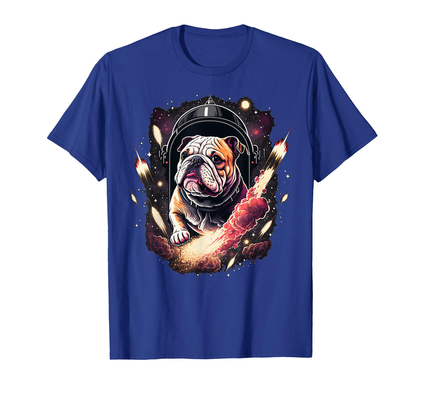 Outer Space Bulldog on Galaxy Astronaut Bulldog T-Shirt