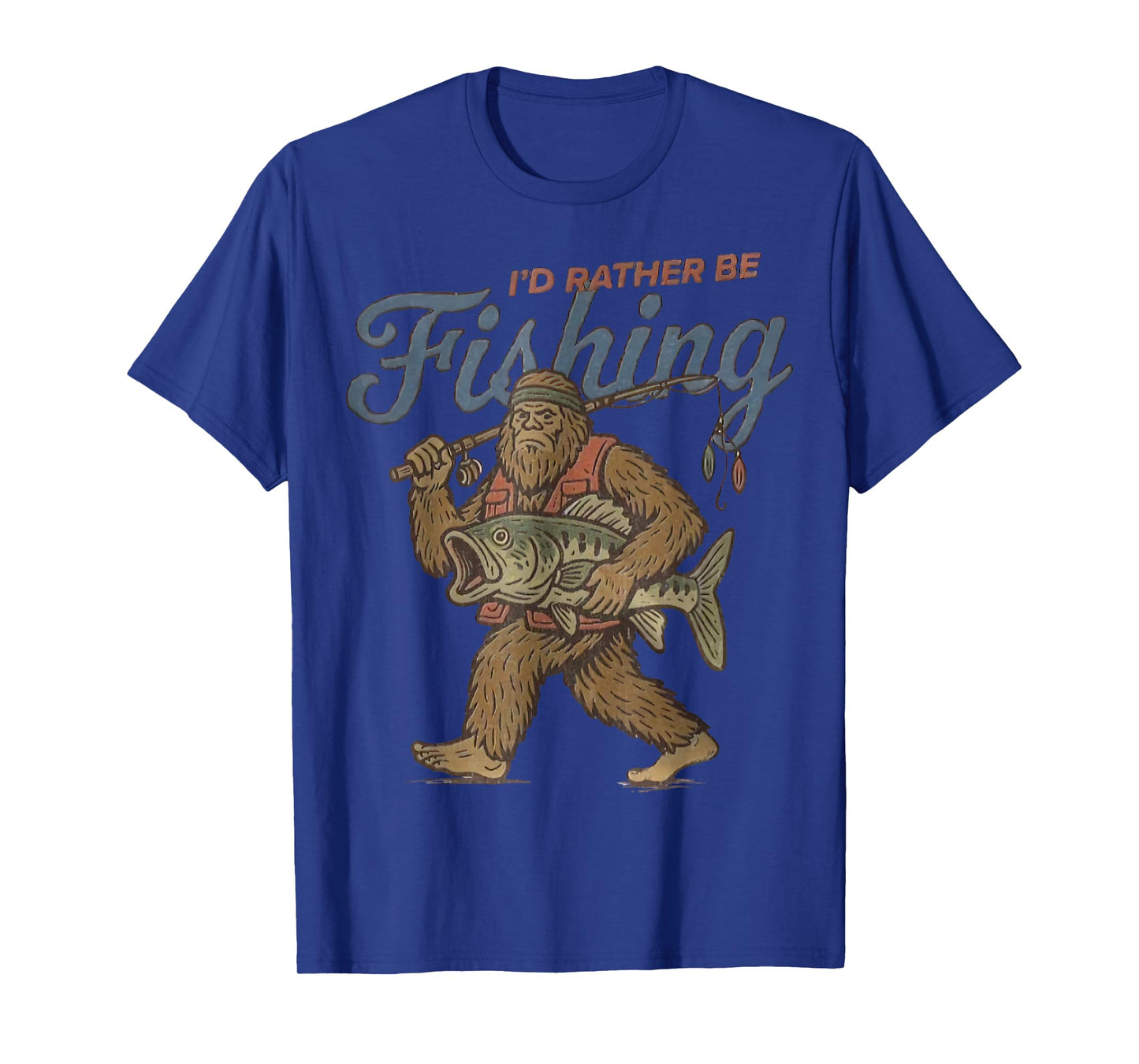 I'd Rather Be Fishing Bigfoot Sasquatch Fishing Men Boys T-Shirt