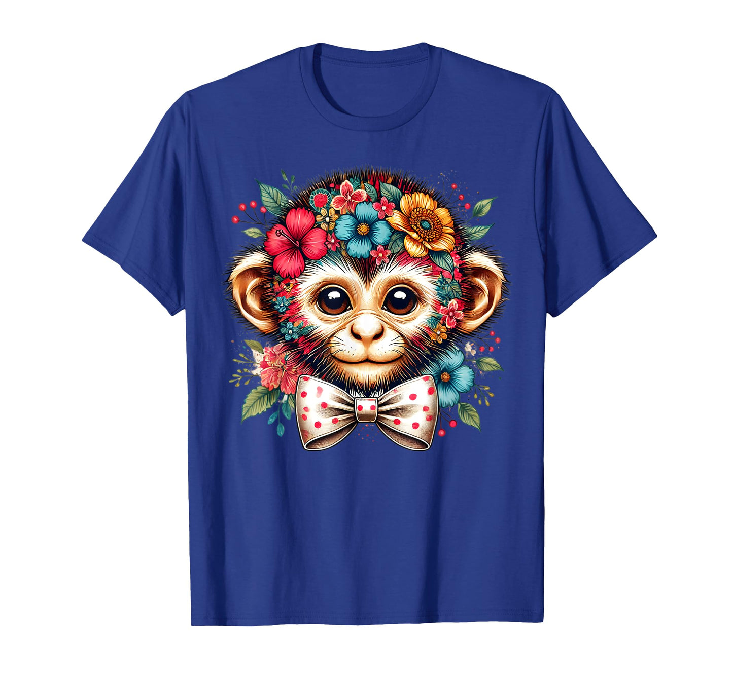 Monkey Graphic Tee Flower Girls Kids Women Cute Monkey Lover T-Shirt