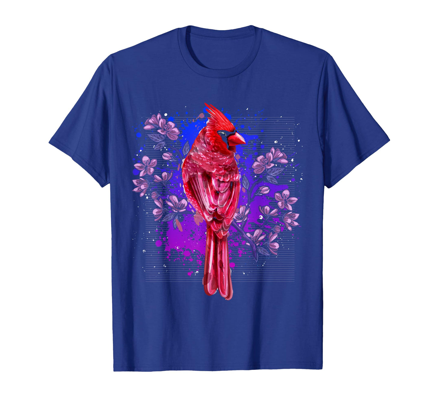 Red Cardinal Floral Bird Watching Flowers Vintage Bird T-Shirt