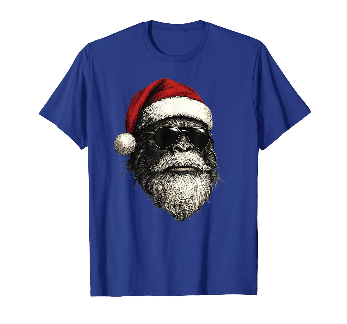Bigfoot Face Sunglasses Santa Christmas Funny Xmas Sasquatch T-Shirt