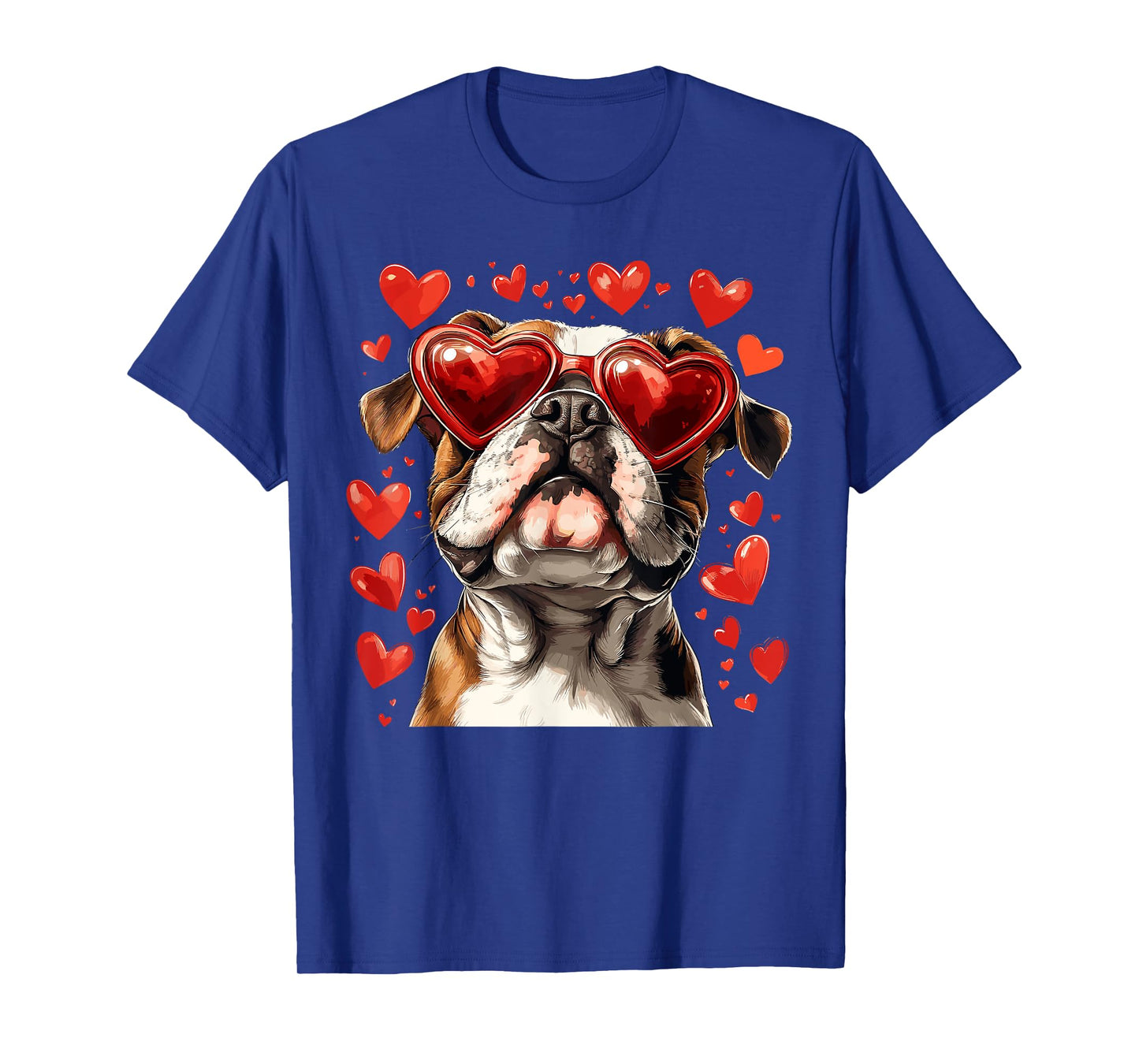 Bulldog Heart Glasses Cute Bulldog Valentine’s Day Dog Lover Men Women Kids T-Shirt