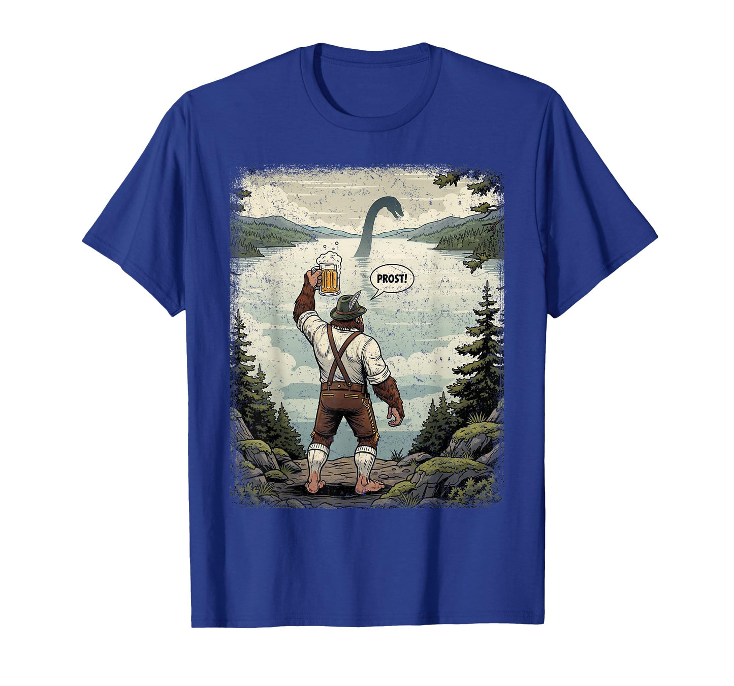 Funny German Bigfoot Loch Ness Monster Beer Cheers Man T-Shirt