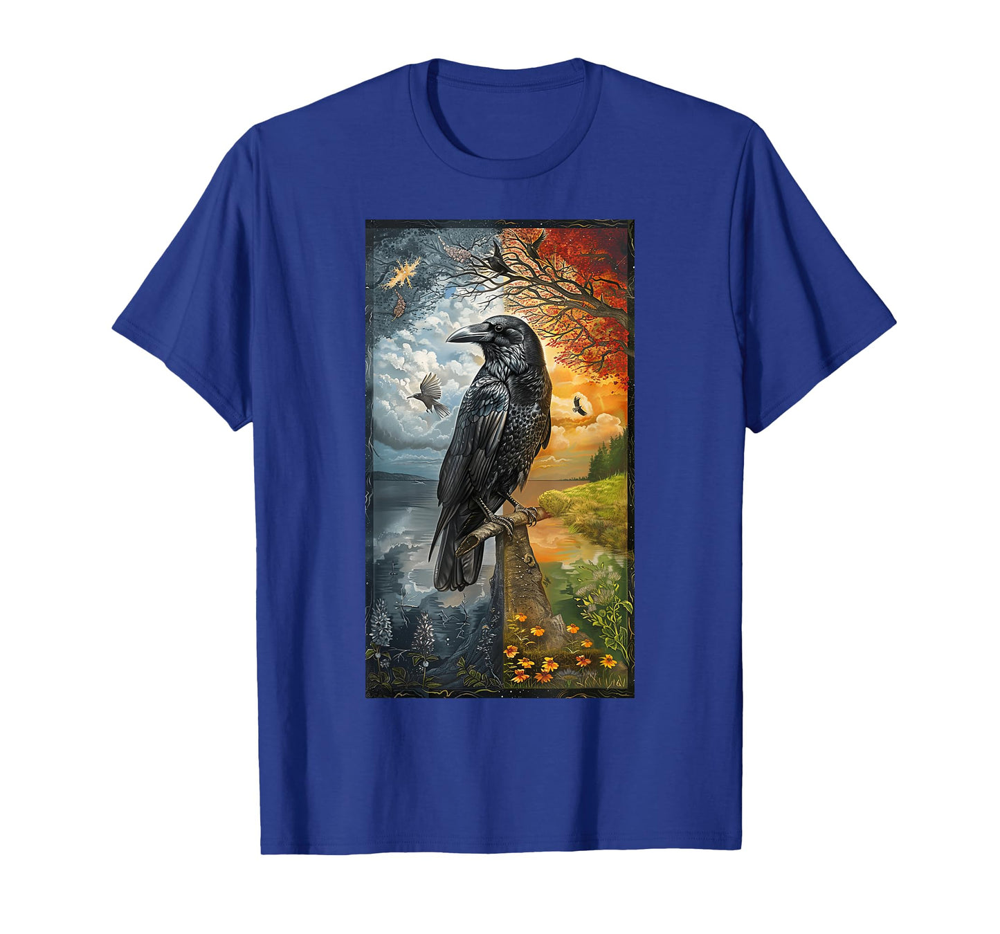 Ravens Journey Raven Moon Floral Nature Birds T-Shirt