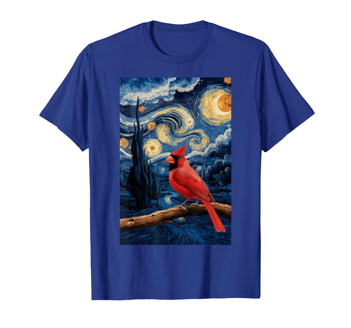 Cute Starry Red Cardinal Night For Bird Lovers T-Shirt