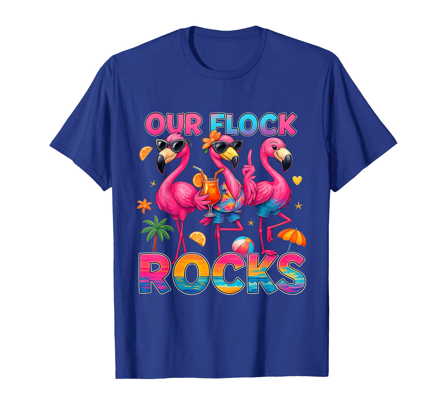 Summer Vacation Family Matching Our Flock Rocks Flamingo T-Shirt