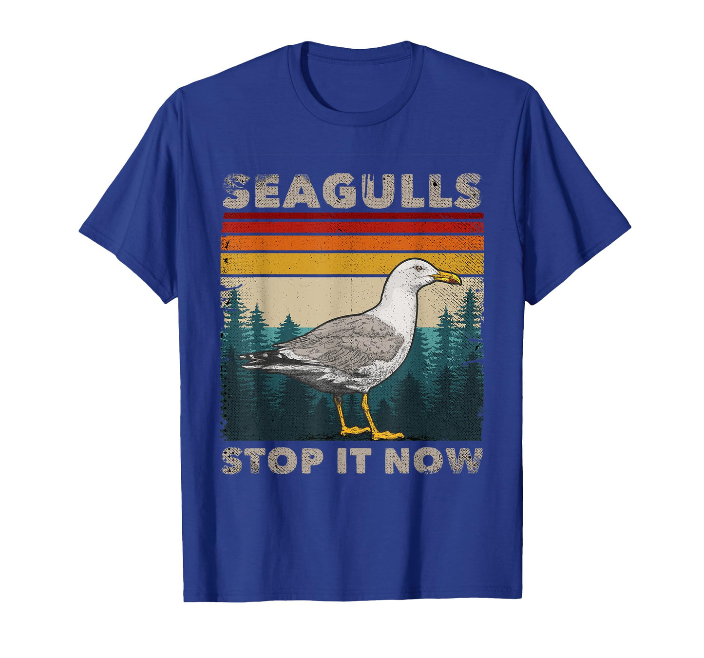 Funny Seagulls Stop It Now Bird Lover 80s Retro Seagull T-Shirt