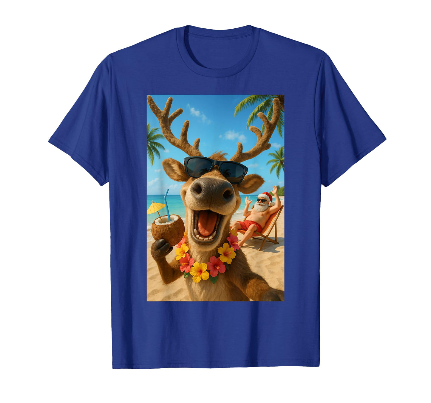 Christmas in July β Reindeer Selfie Santa Boys Kids Funny T-Shirt