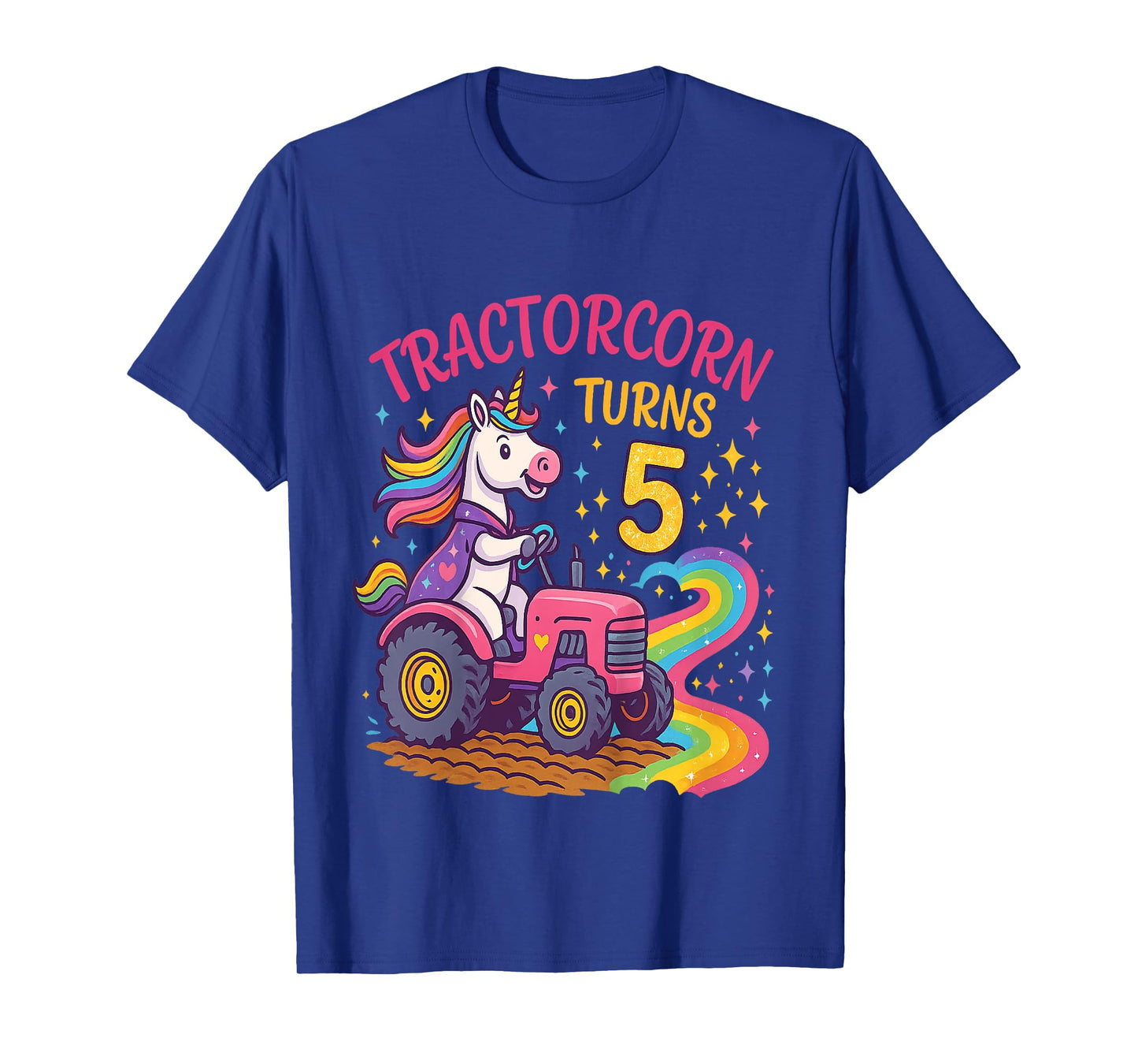 Kids Funny Unicorn Tractors 5th Birthday Girls Kids T-Shirt