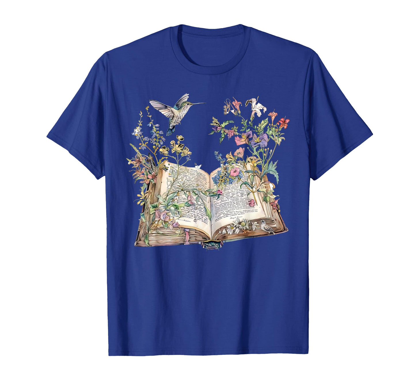 Floral Book Hummingbird Nature Librarian Reading Book Lover T-Shirt