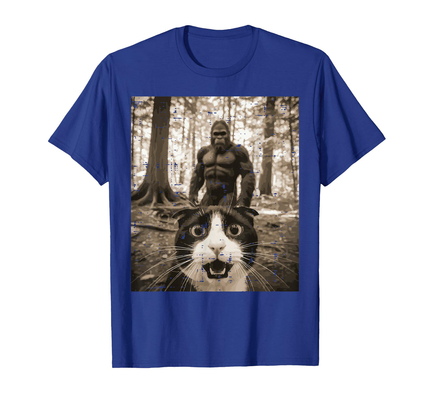 Tuxedo Cat Bigfoot Selfie Funny Meme Sasquatch Men Women Kid T-Shirt