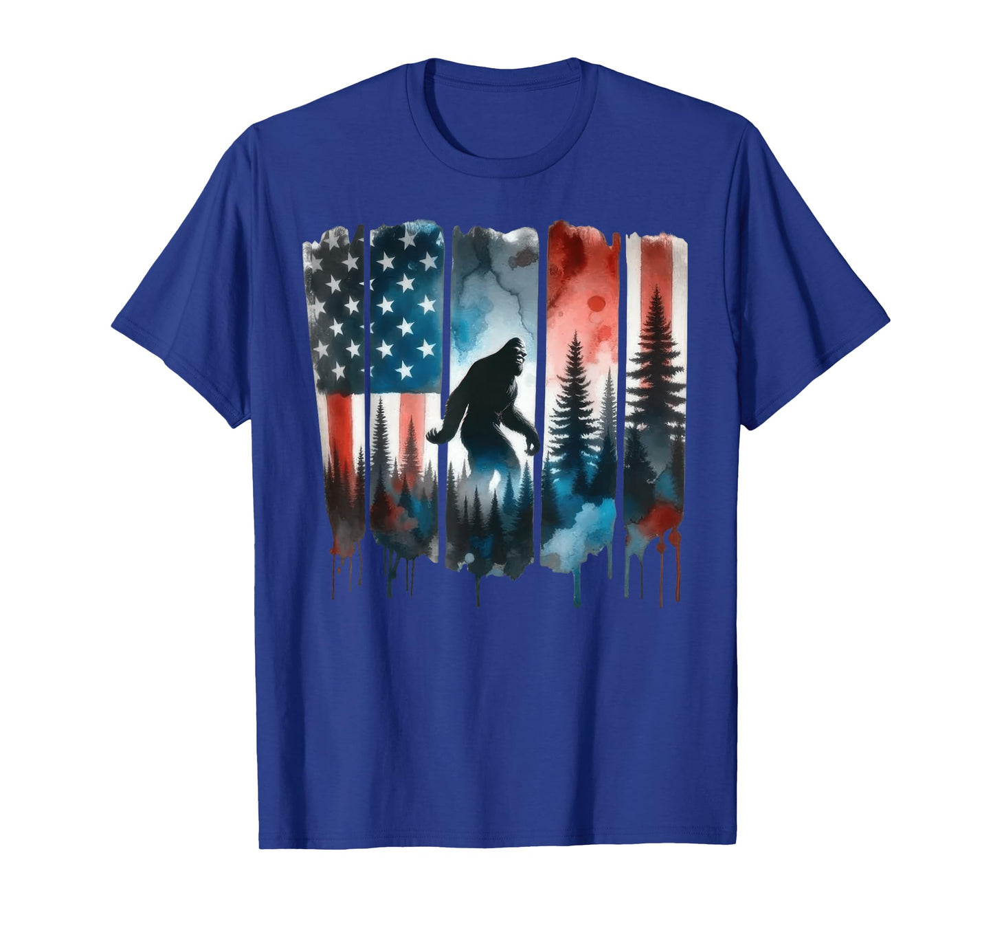 Bigfoot American Flag Sasquatch Patriotic 4th Of July T-Shirt