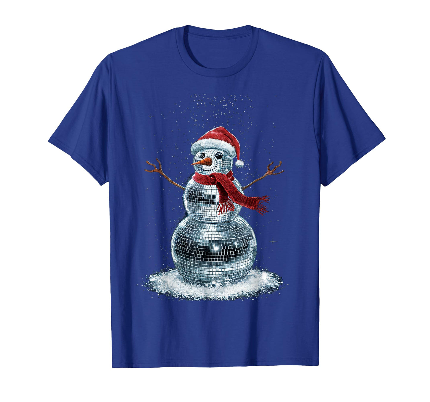 Snowman Christmas Retro Santa Hat Disco Ball Matching Family T-Shirt