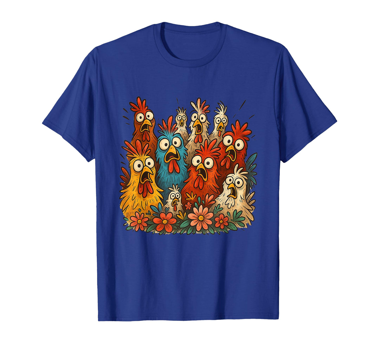 Funny Family Design Crazy Colorful Chicken Art Men Women T-Shirt