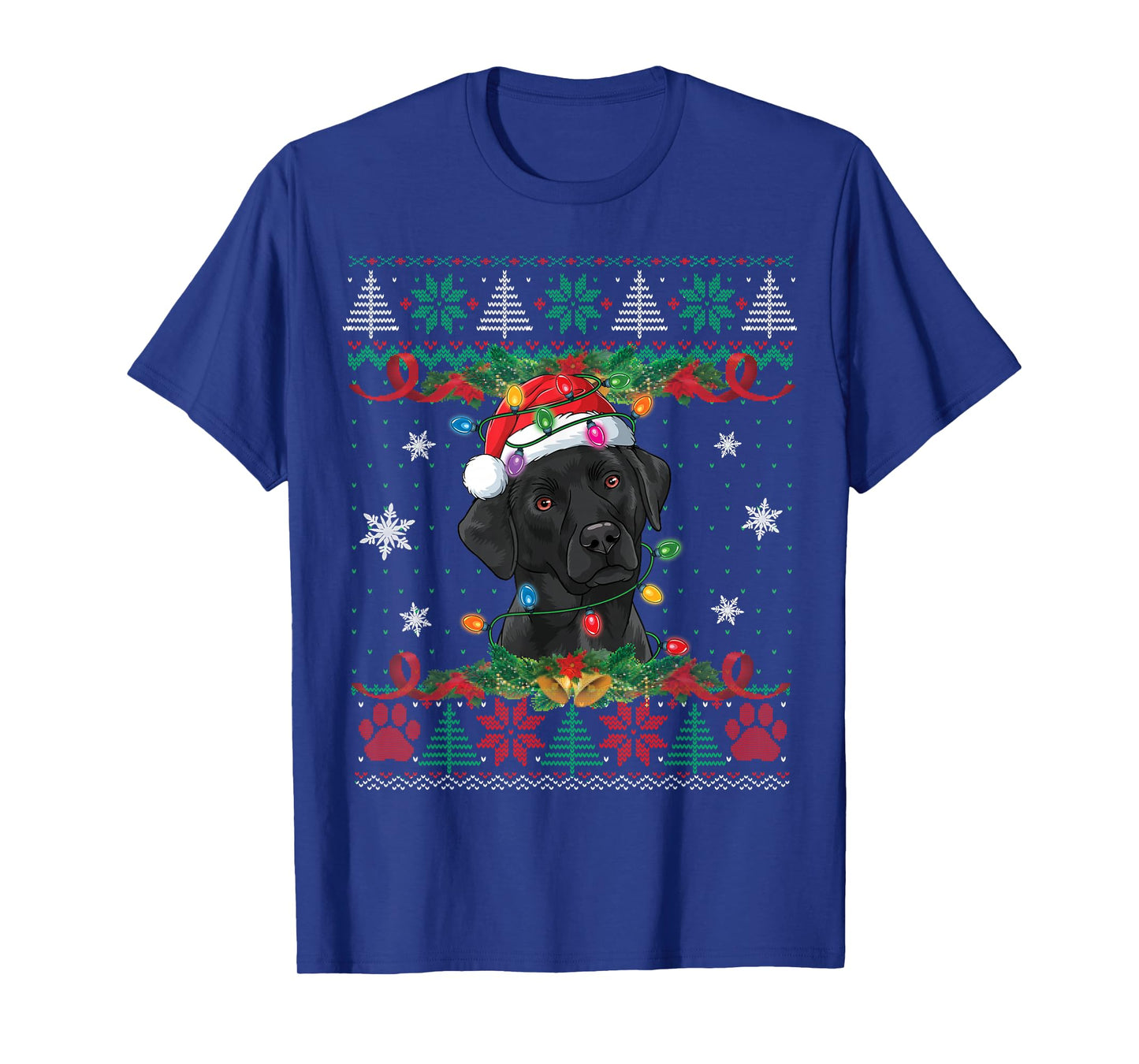 Black Lab Christmas Ugly Sweater Funny Dog Lover Xmas T-Shirt