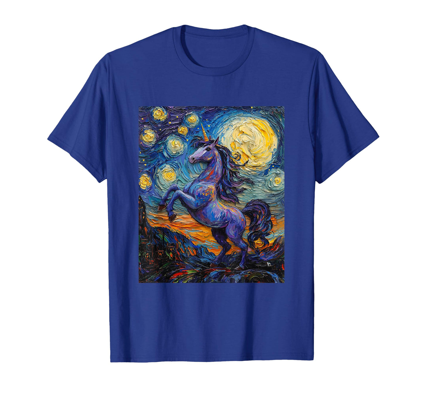Cute Unicorn - Van Gogh Style - Starry Night T-Shirt