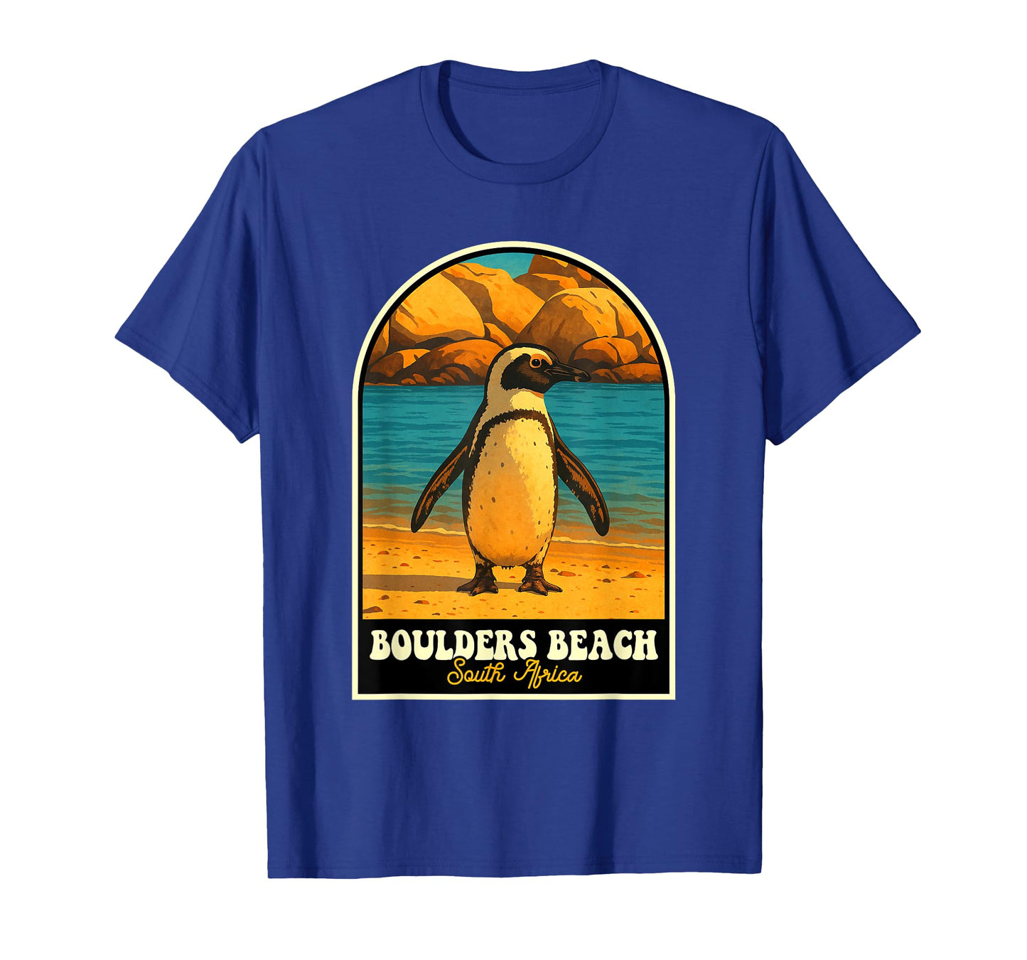Boulders Beach South Africa Vintage Penguin Travel Art T-Shirt