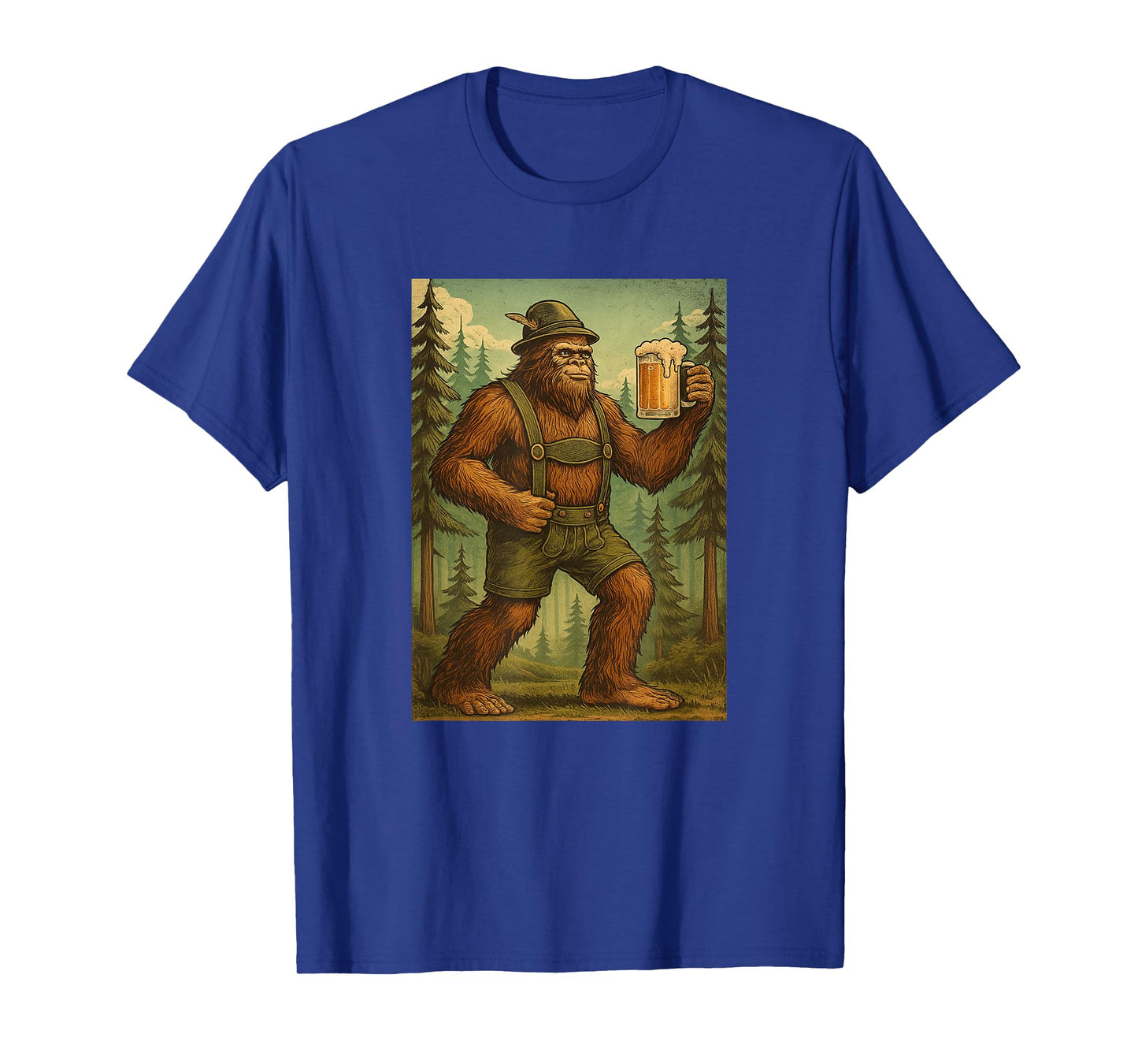 Mens Funny Oktoberfest tShirt German Bigfoot Lederhosen T-Shirt