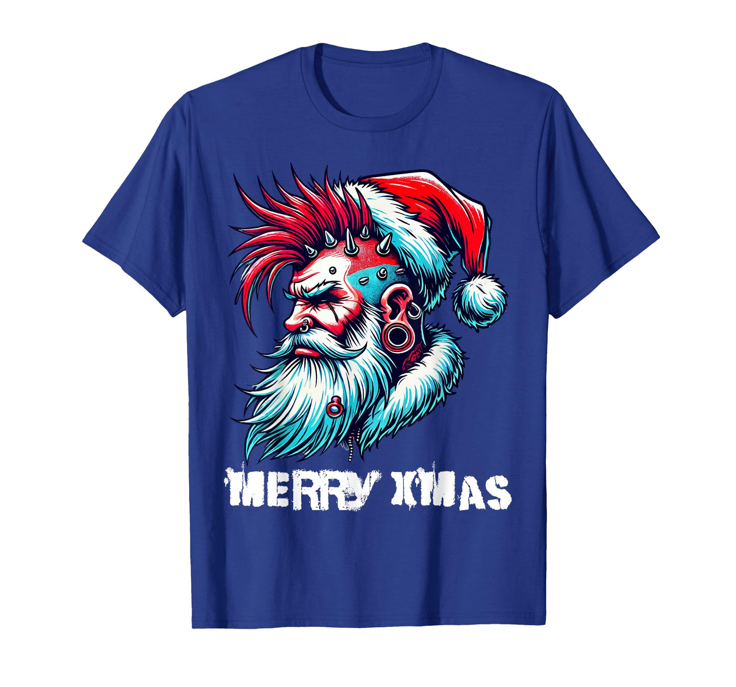 Merry X-Mas Punk Rock Santa Claus Christmas Holiday T-Shirt