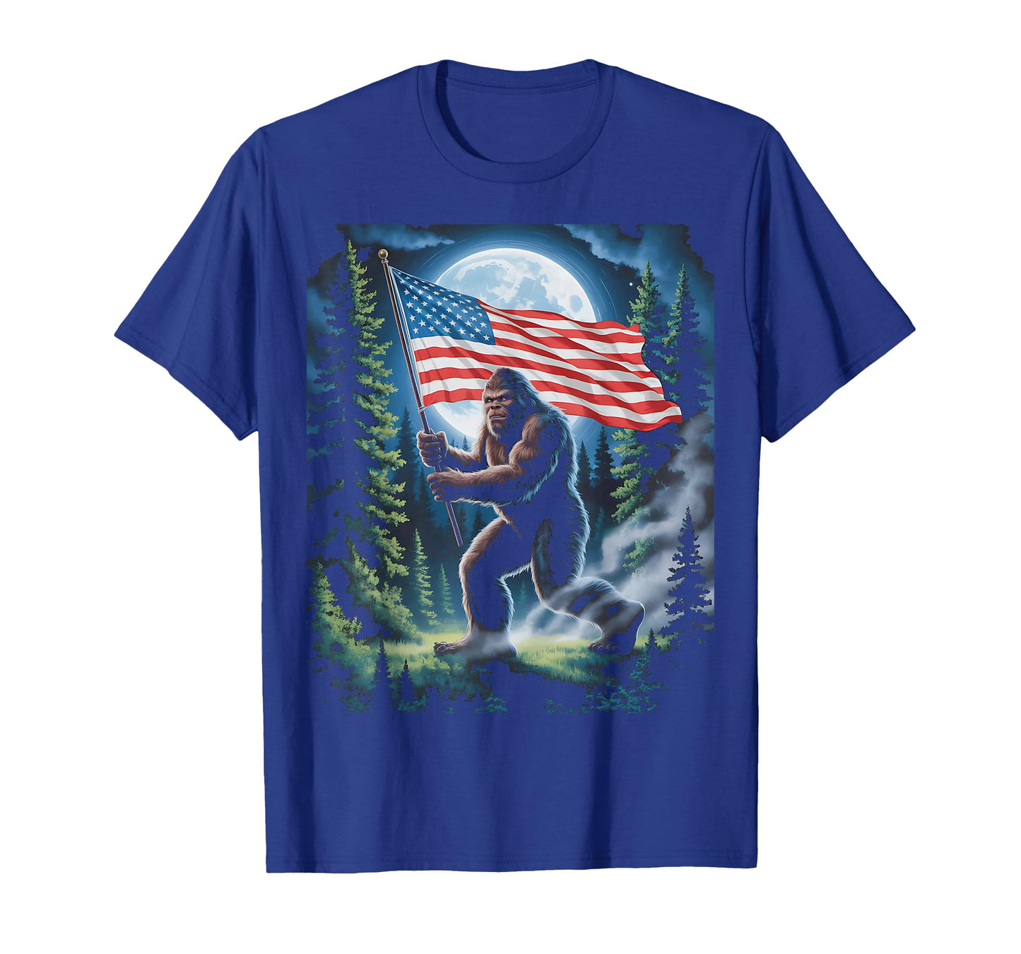 Big Foot Bigfoot Sasquatch American Flag Patriotic 4th July T-Shirt