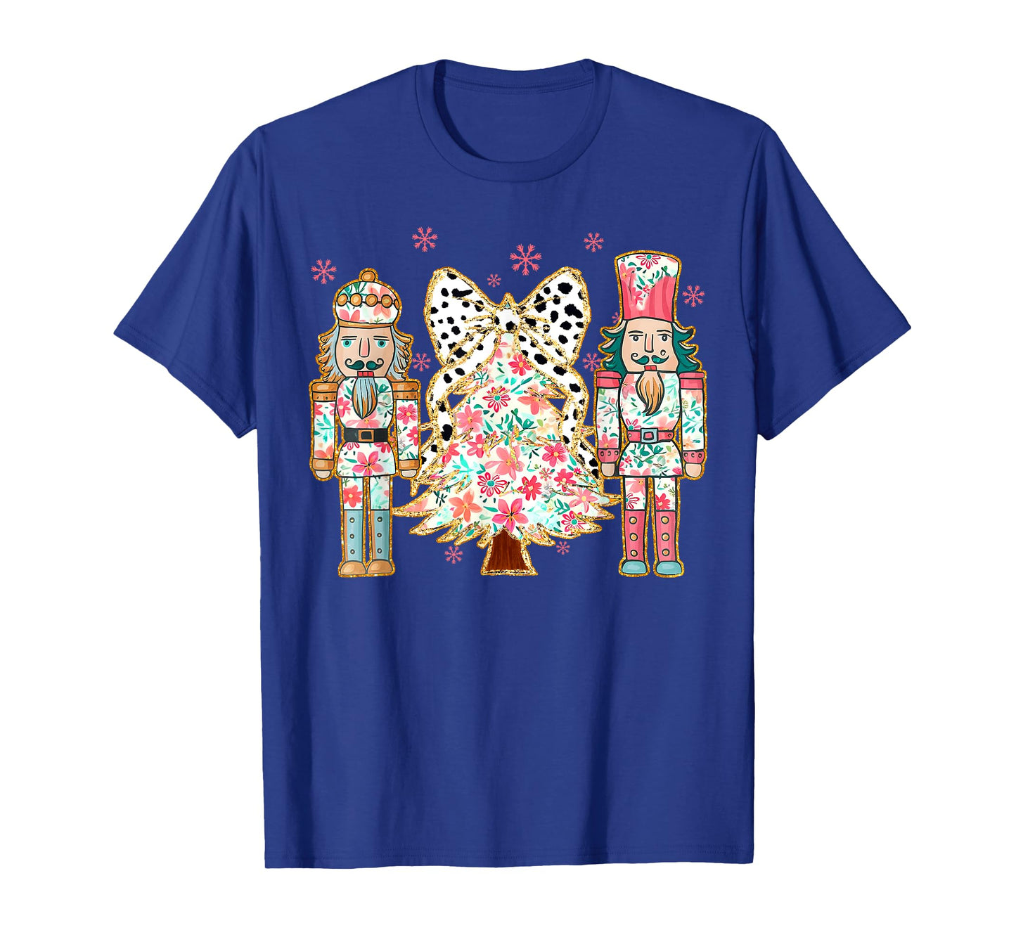Colorful Coquette Bow Floral Nutcracker Christmas Tree Girly T-Shirt