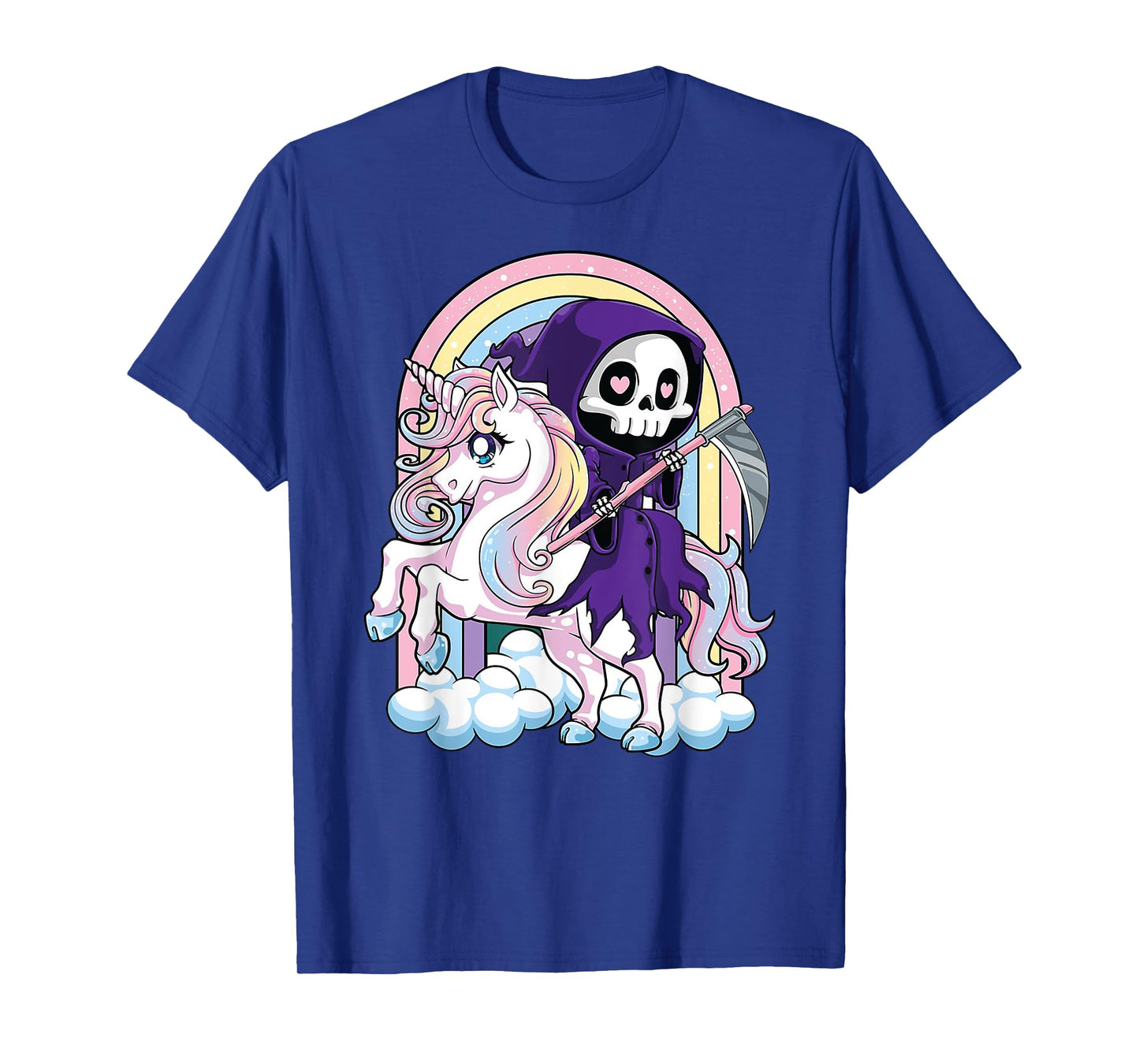Kawaii Pastel Goth Cute Halloween Grim Reaper Riding Unicorn T-Shirt