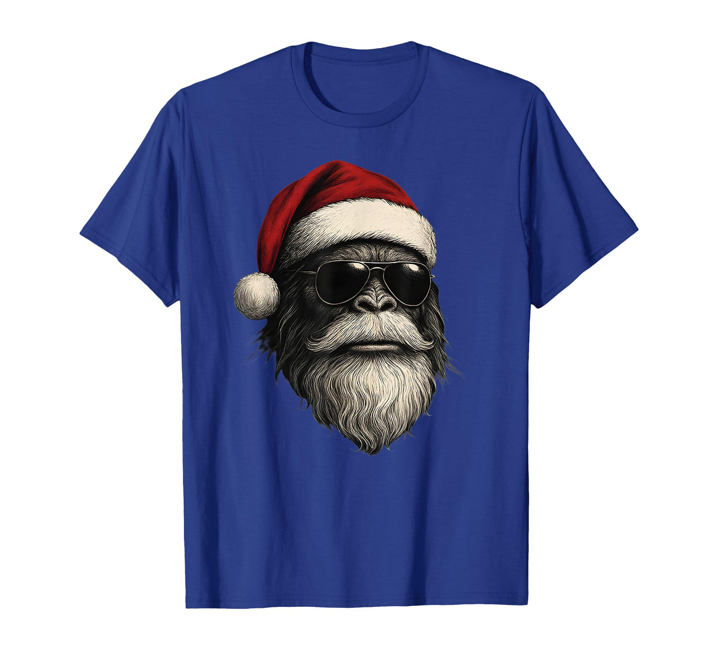 Bigfoot Face Sunglasses Santa Christmas Funny Xmas Sasquatch T-Shirt