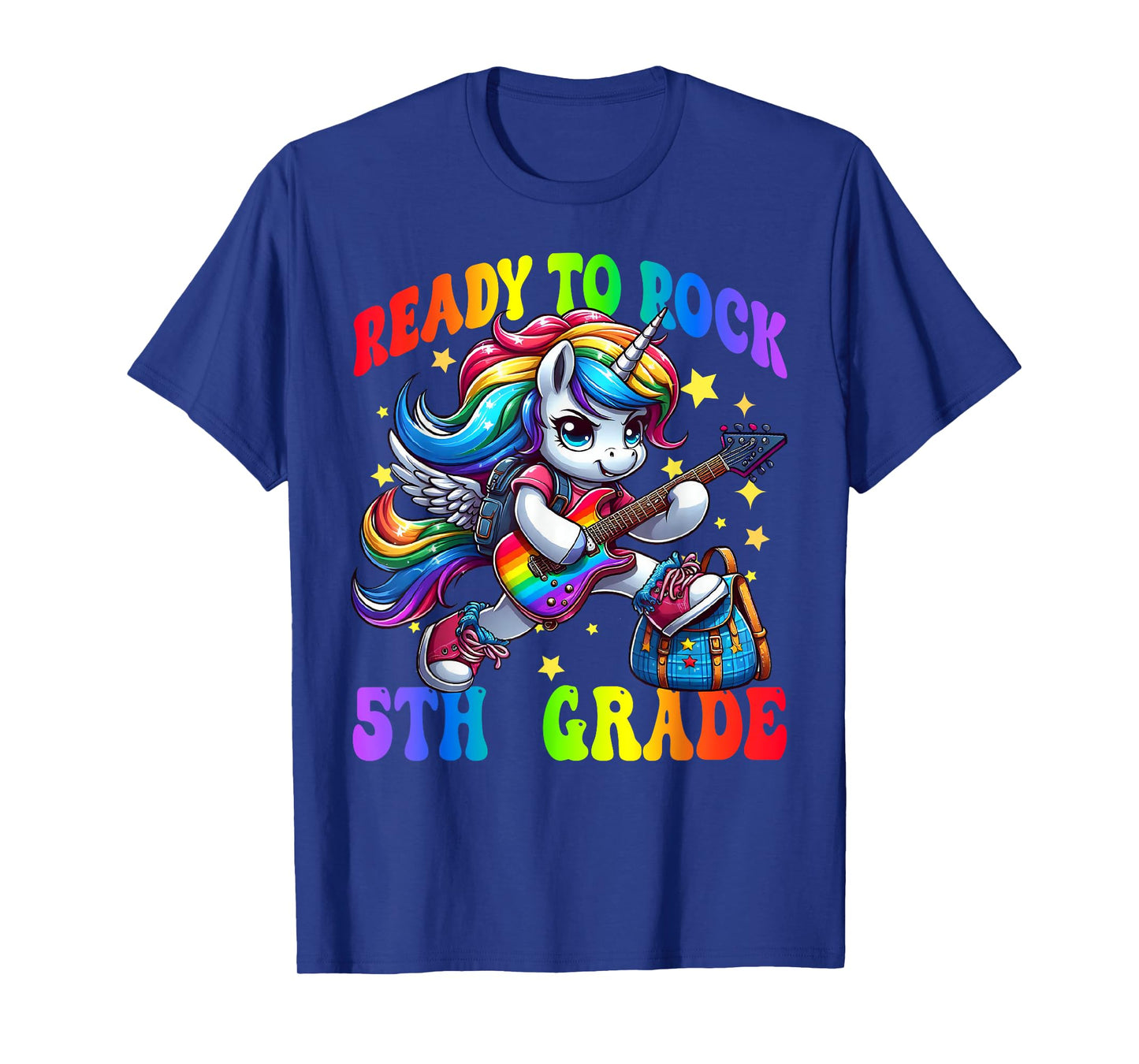 Unicorn Ready To Rock 5th Grade Back To School Rainbow T-Shirt