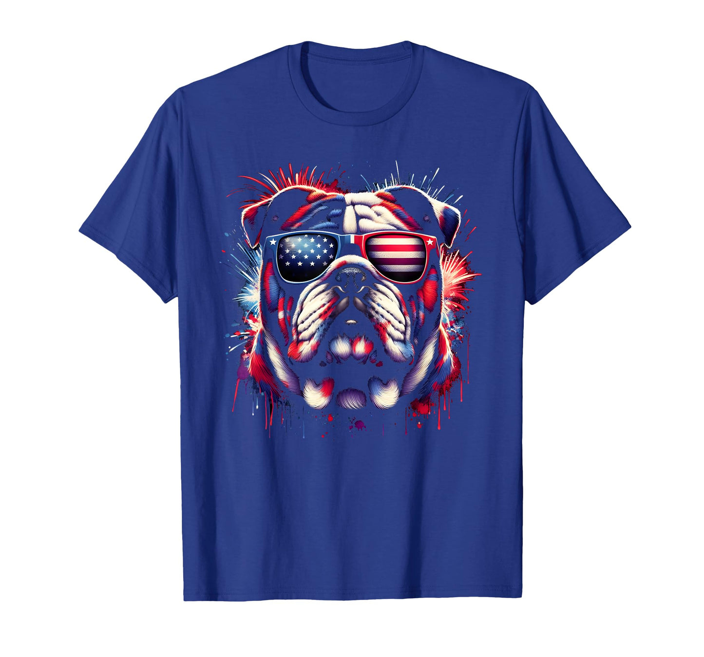 English Bulldog 4th of July Merica Men Women USA Flag T-Shirt