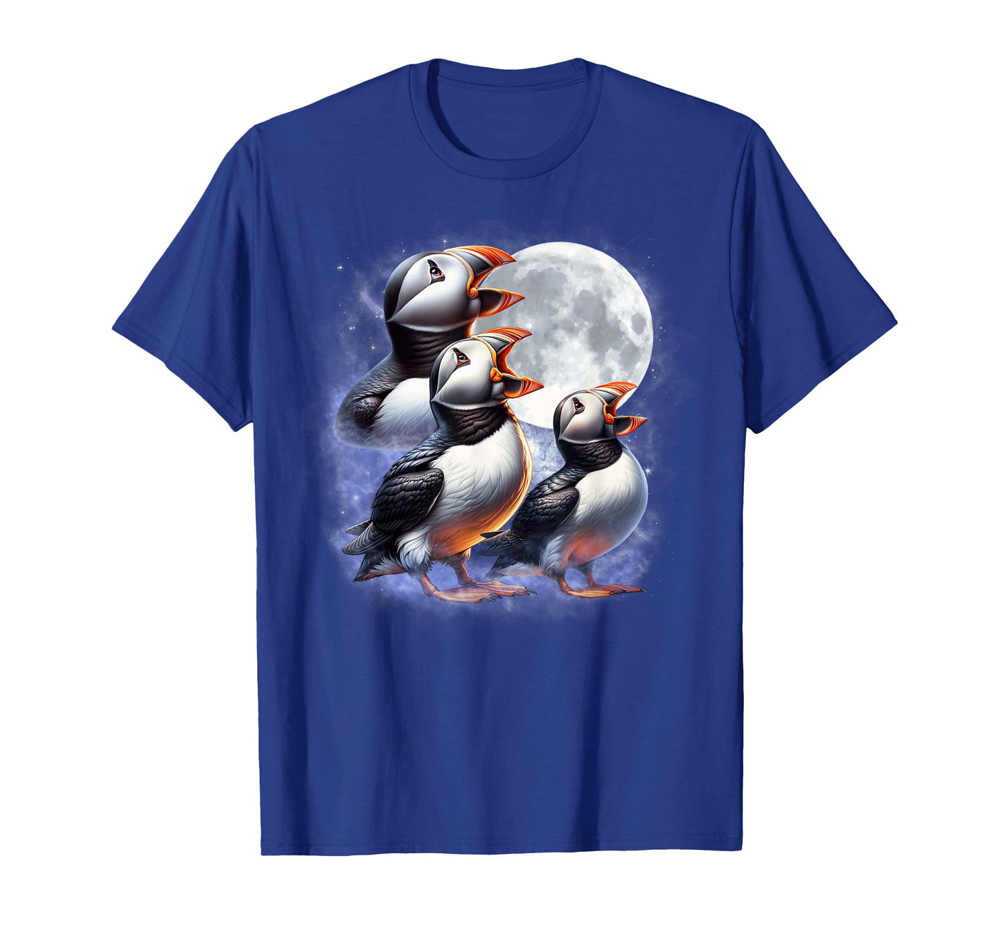 Three Puffins Moon Funny Puffin Howling Wolfs Moon Parody T-Shirt