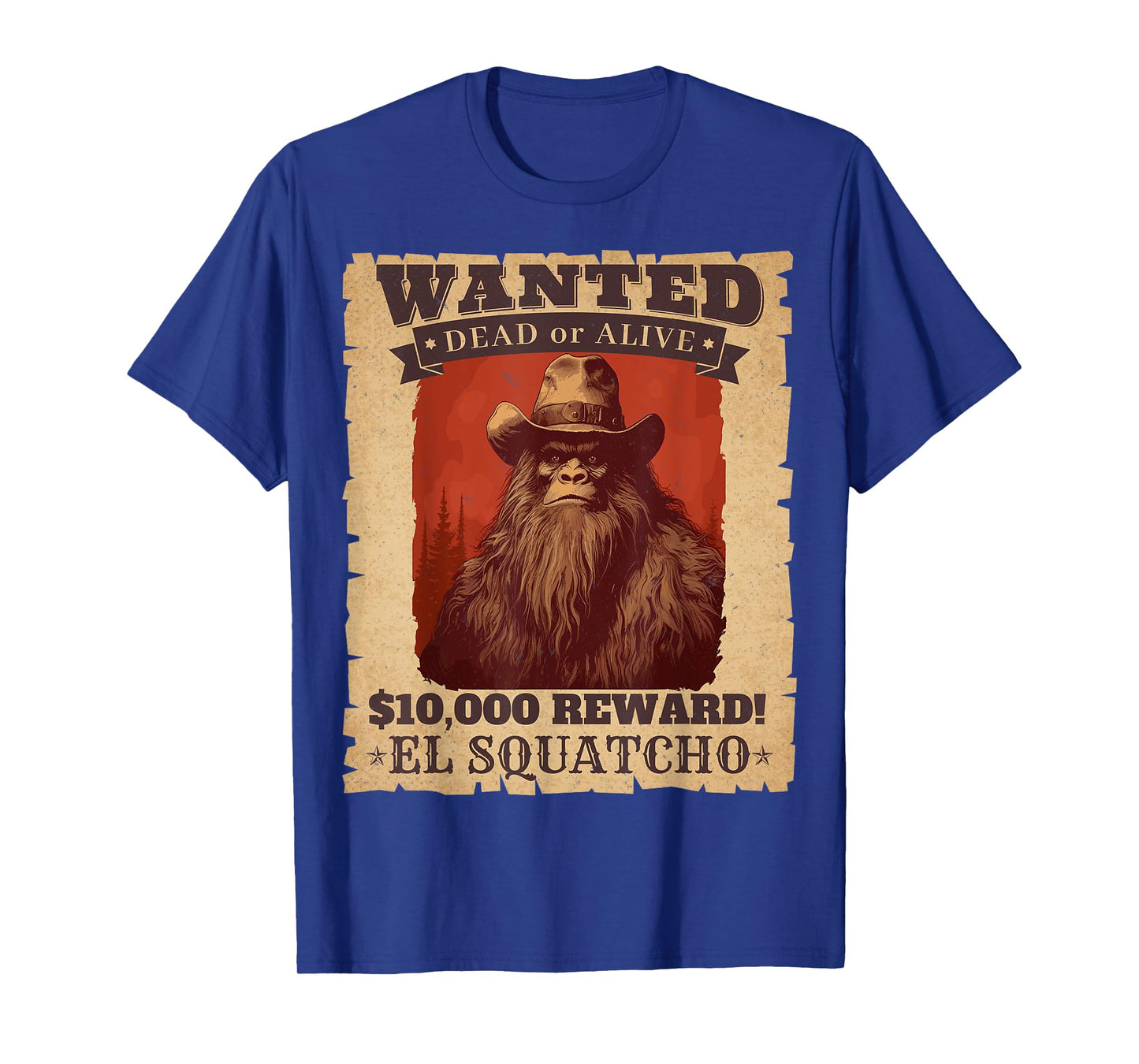 Funny Sasquatch Western Bigfoot Wanted Poster Cowboy Lover T-Shirt