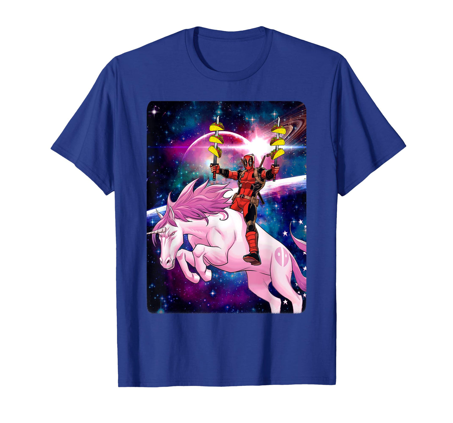 Marvel Deadpool Space Unicorn Tacos Graphic T-Shirt T-Shirt