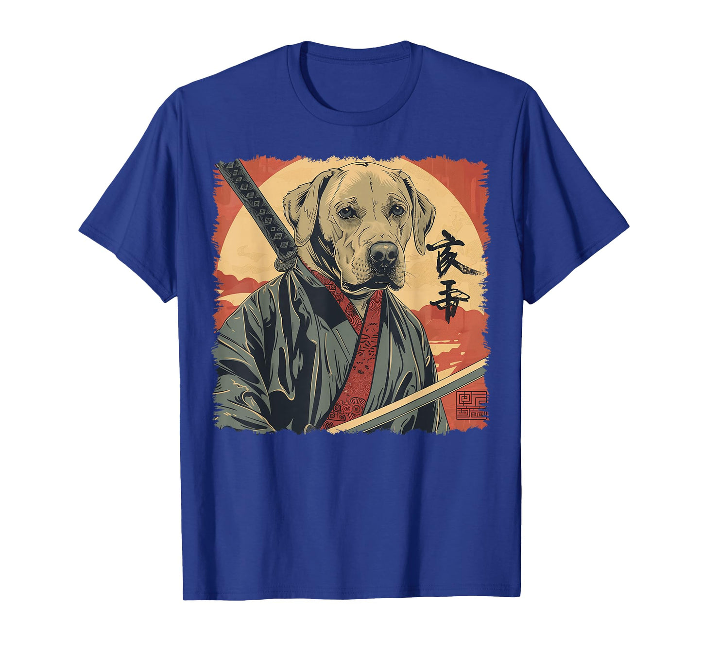 Labrador Retriever Dog Lab Japanese Samurai Ukiyo-e Vintage T-Shirt