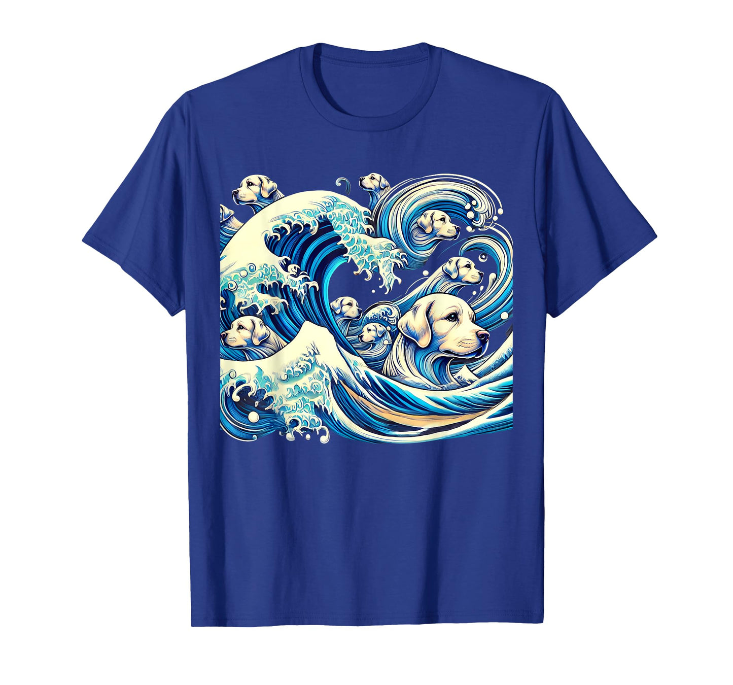 White Labrador Retriever Blue Dogs Wave Lab Puppy Japan Art T-Shirt